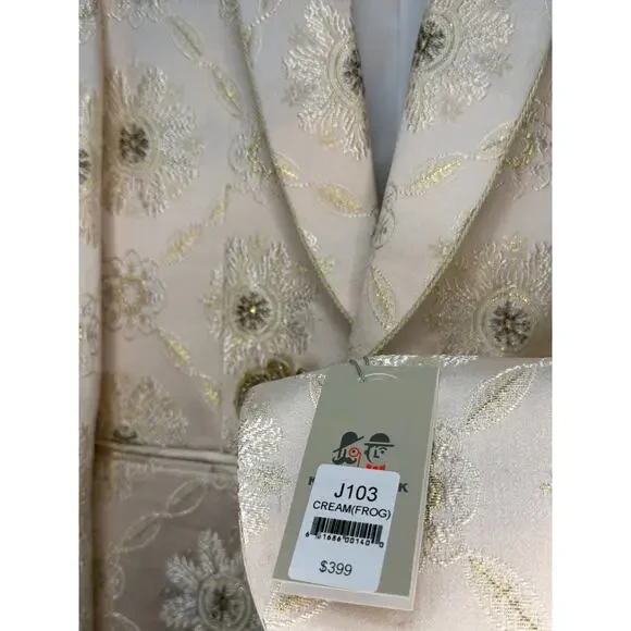 Kent & Park Cream Gold Embellished Tuxedo Jacket 40R J103 Italy Formal - Picture 13 of 13